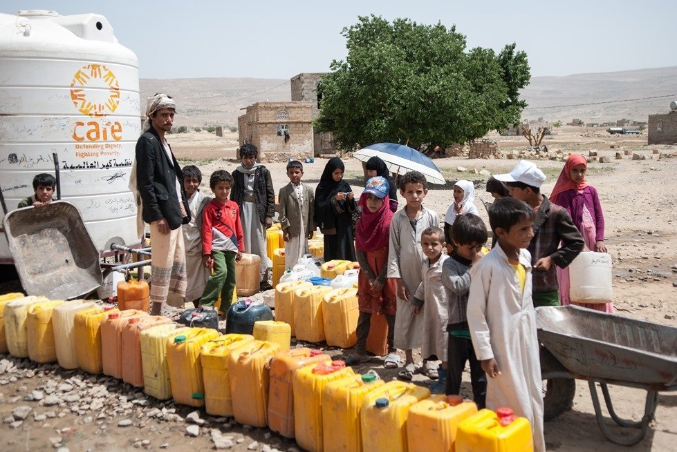 CARE water distribution in Yemen.