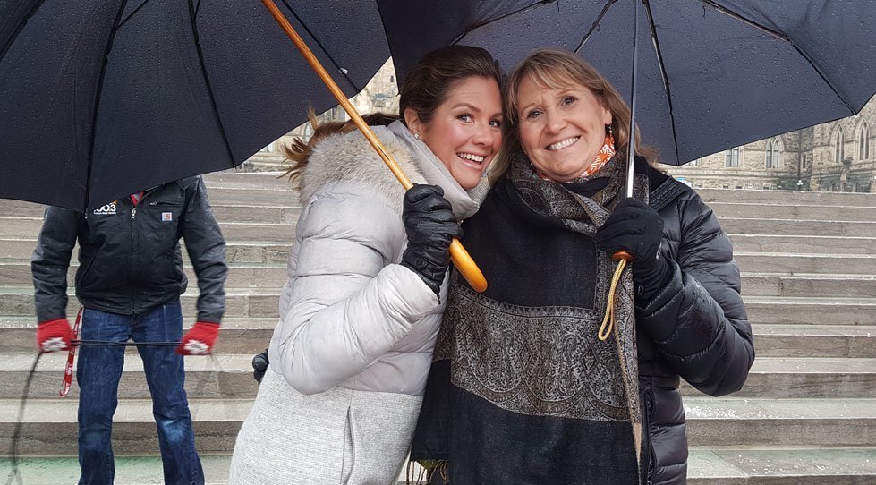 Gillian Barth, President and CEO of CARE Canada, with Sophie Grégoire Trudeau at Ottawa's Walk In Her Shoes event in March 2017