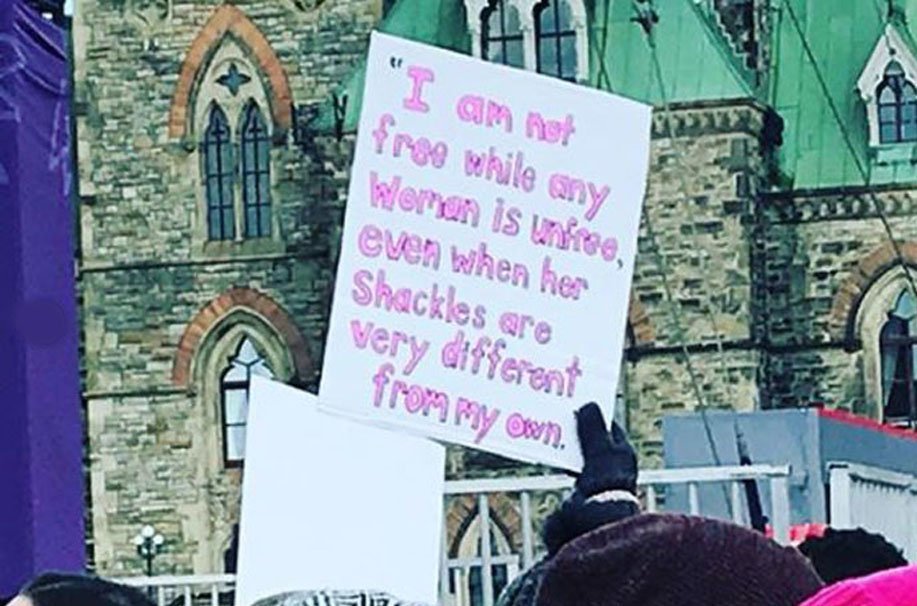 A sign from the Women's March in Ottawa, January 2018