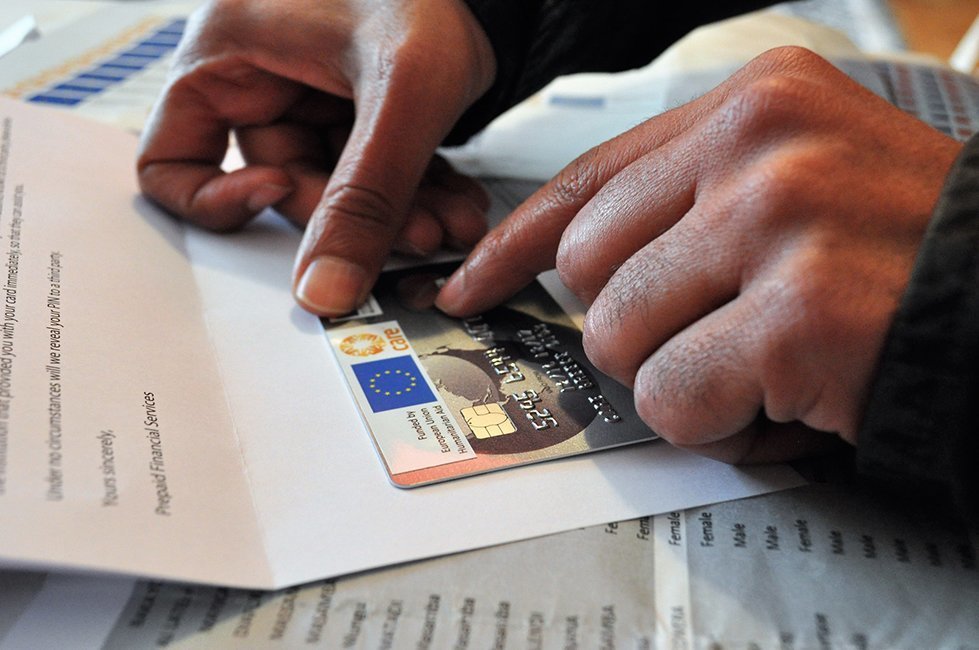 A debit card used in CARE's cash transfer project in Greece to support refugees