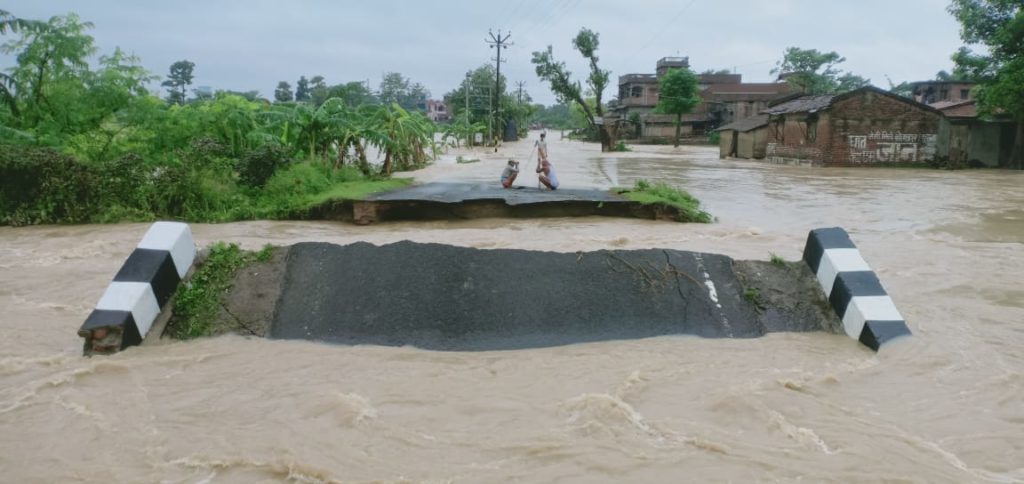 Flooding wipes out roads in in Assam and Bihar, India