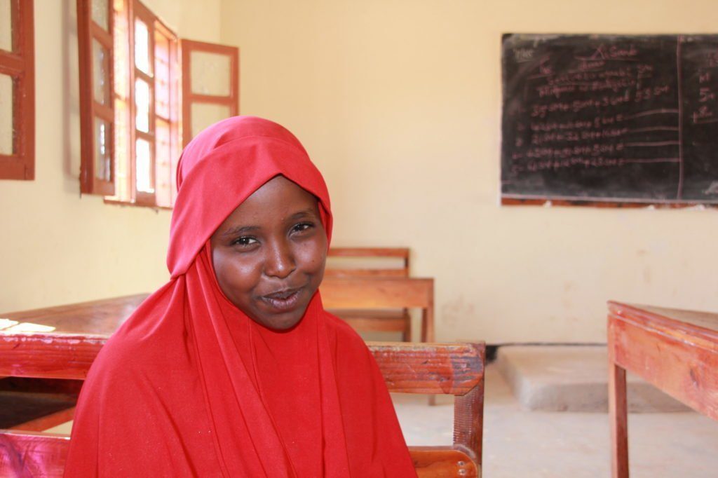 A girl in her classroom in Somalia