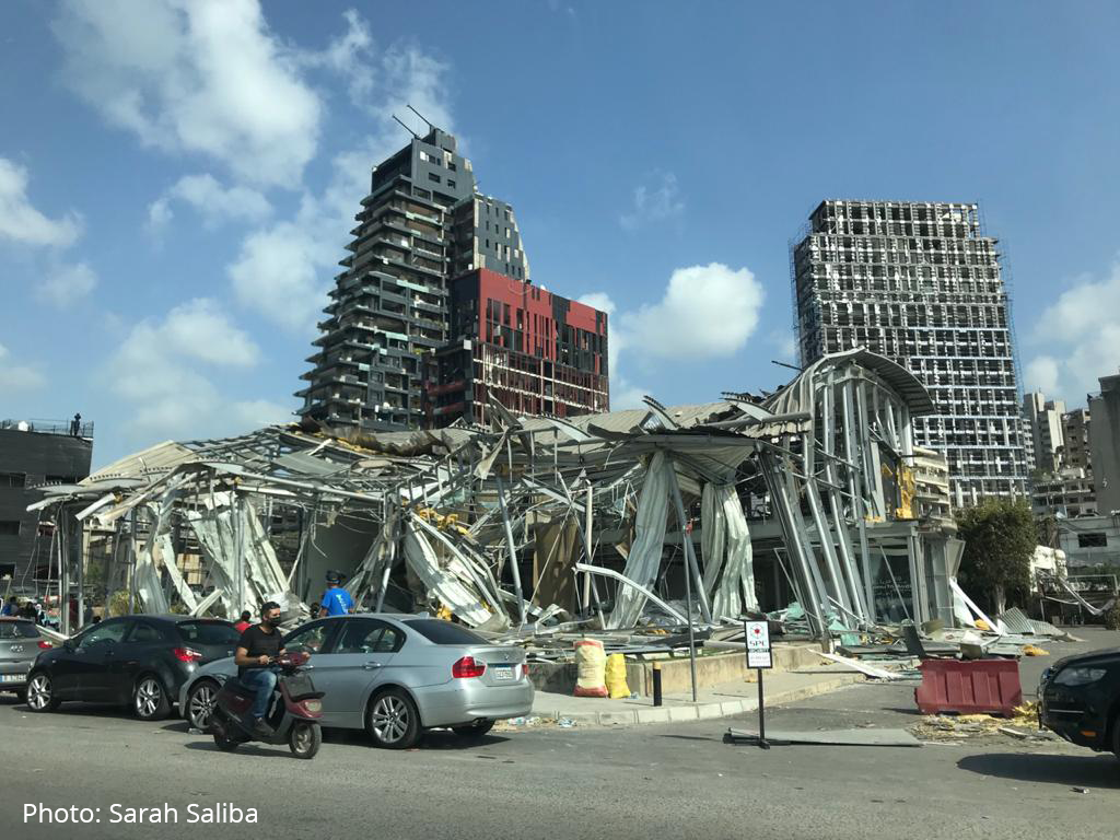 Damage in Beirut, Lebanon following explosions on August 4, 2020