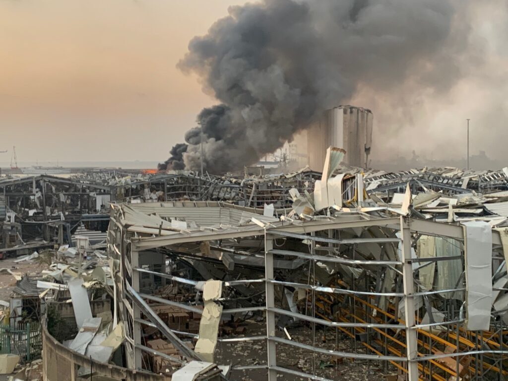 Beirut, Lebanon following an explosion on August 4, 2020