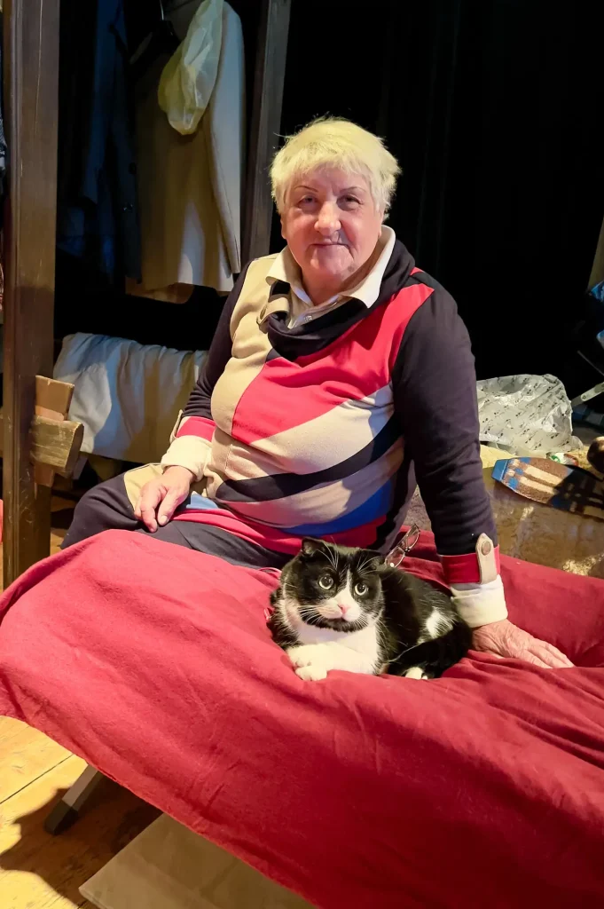Ukrainian refugee Nadja Deerandriva, and her cat, Benjamin, are temporarily residing at the Ukrainian House in the Polish border town Przemysl after fleeing their country.