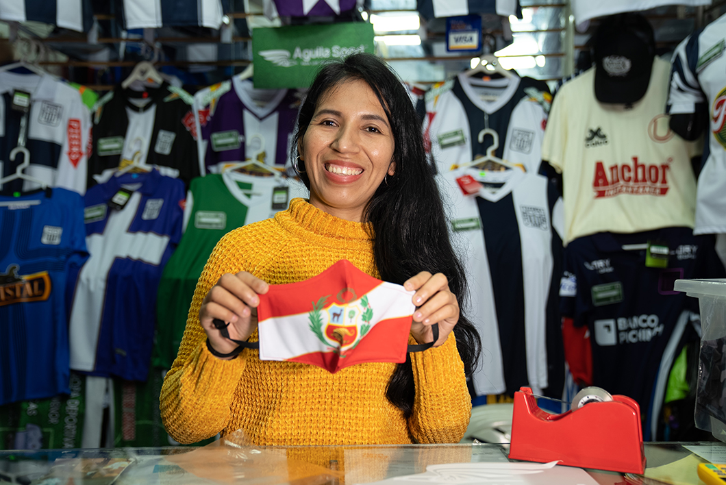 Marlita Tenorio Gonzales runs a sportswear business in the Peruvian capital of Lima. CARE Peru