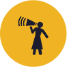 Woman shouting on a megaphone icon