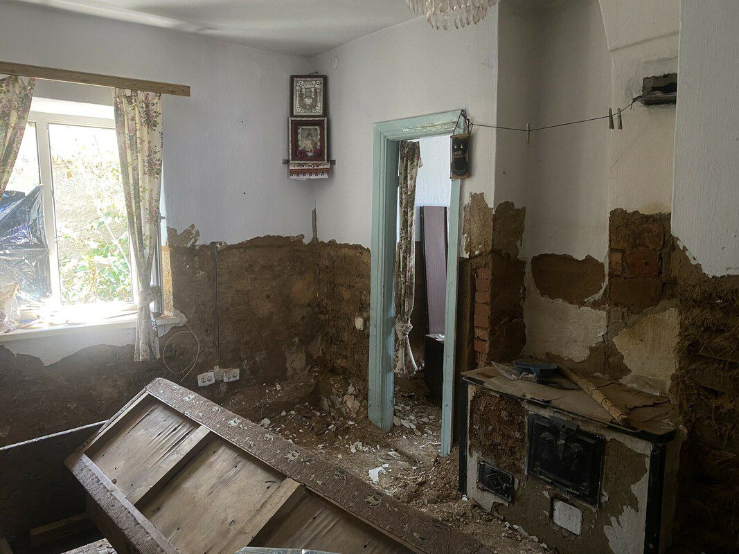 A destroyed home in Ukraine
