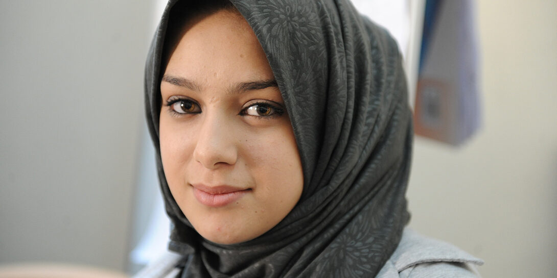 Shahed, whose family fled from their home in Dara'a, Syria, is a participant in a Syrian and Jordanian teen peer-to-peer support group at CARE's community centre in Irbid, Jordan.