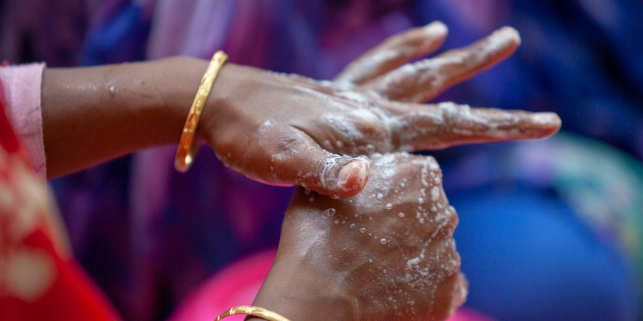 Demonstration of proper hand washing technique in Bangladesh